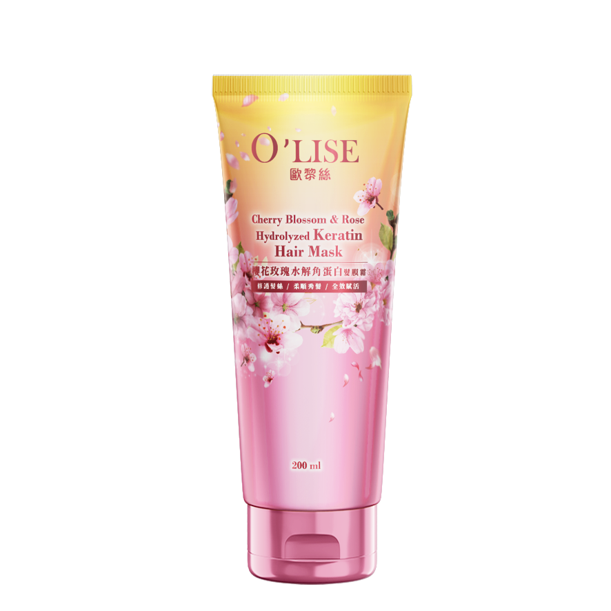 O'Lise 歐黎絲 櫻花玫瑰水解角蛋白髮膜霜 Cherry Blossom & Rose Hydrolyzed Keratin Hair Mask 200ml